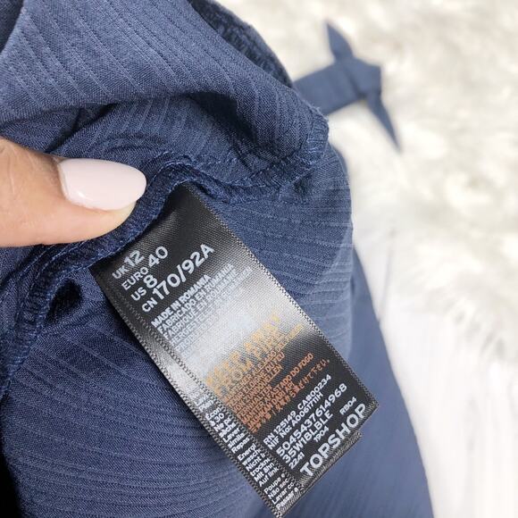 Topshop Bow off the Shoulder Blue Elegant Off the shoulder Dress Size 8 NEW - Picture 5 of 5